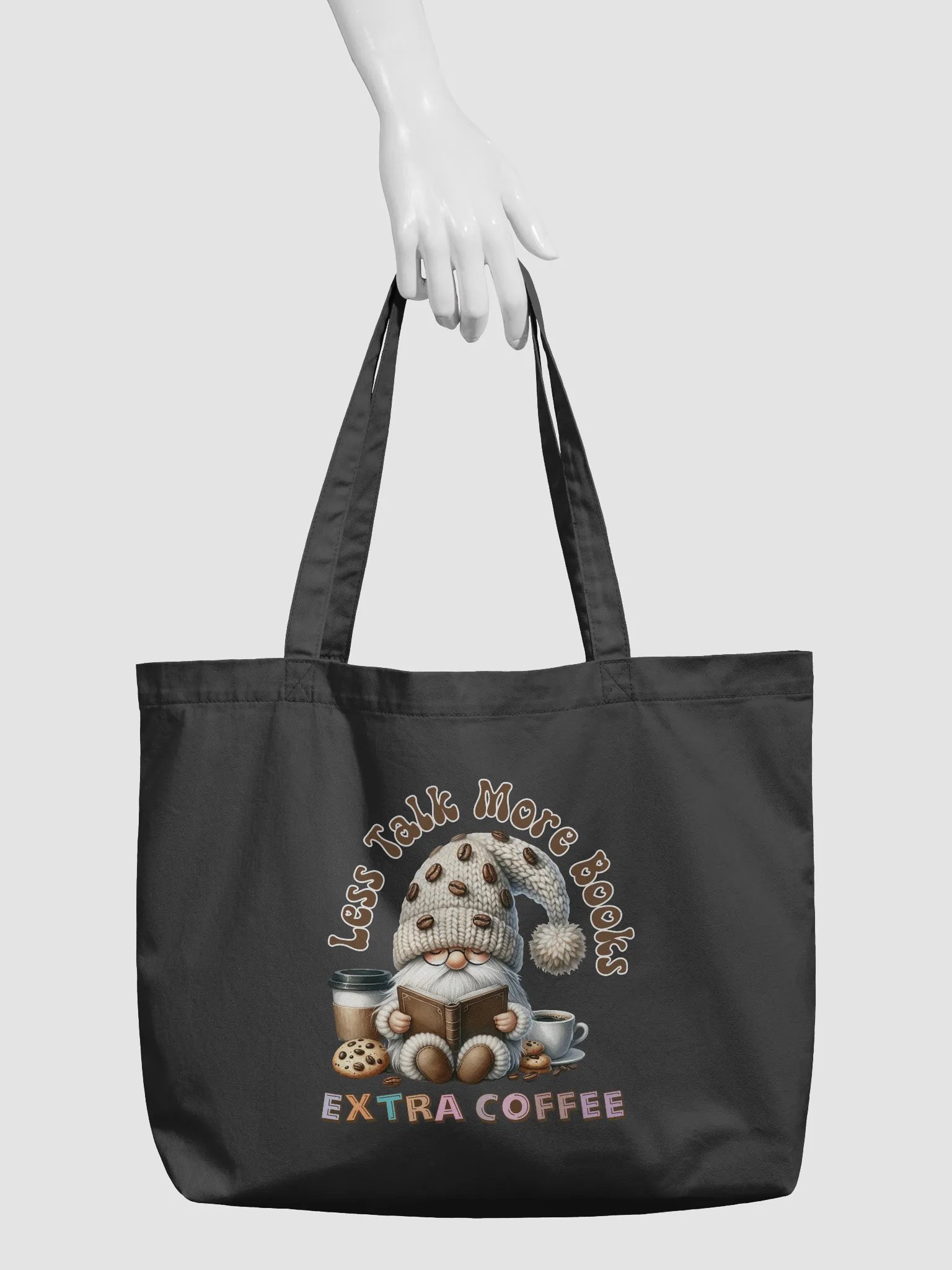 Less Talk More Books Extra Coffee Gnome Eco Tote Bag product image (4)