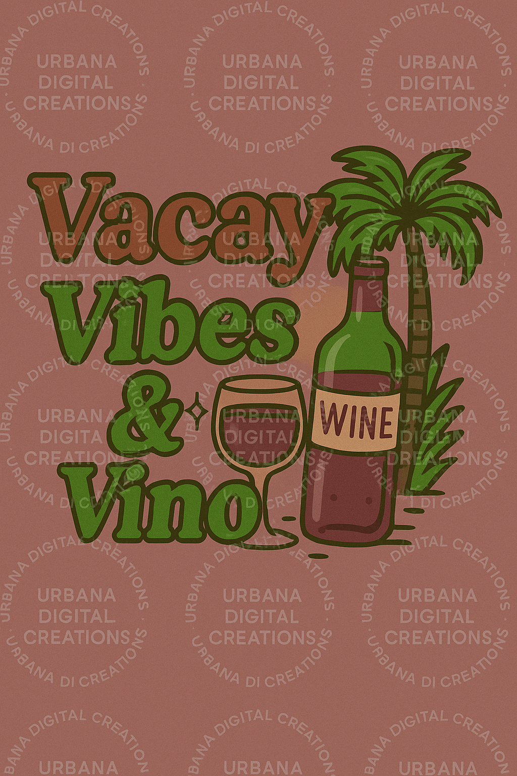Vacay Vibes & Vino Tumbler Wrap | Wine Lover Summer Sublimation PNG | 20oz Skinny Wrap for Cricut, Silhouette & Crafts product image (1)