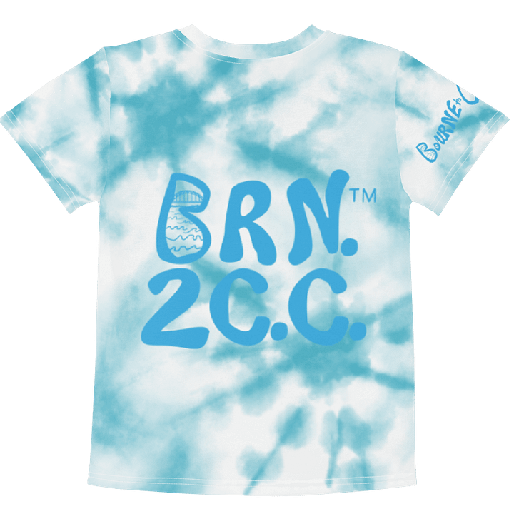 Boys' | Kids T-Shirt | BOURNE to Cape Cod™ | Vibrant Coastal Tee for Kids | Blue Logo on Blue Tie-Dye product image (2)