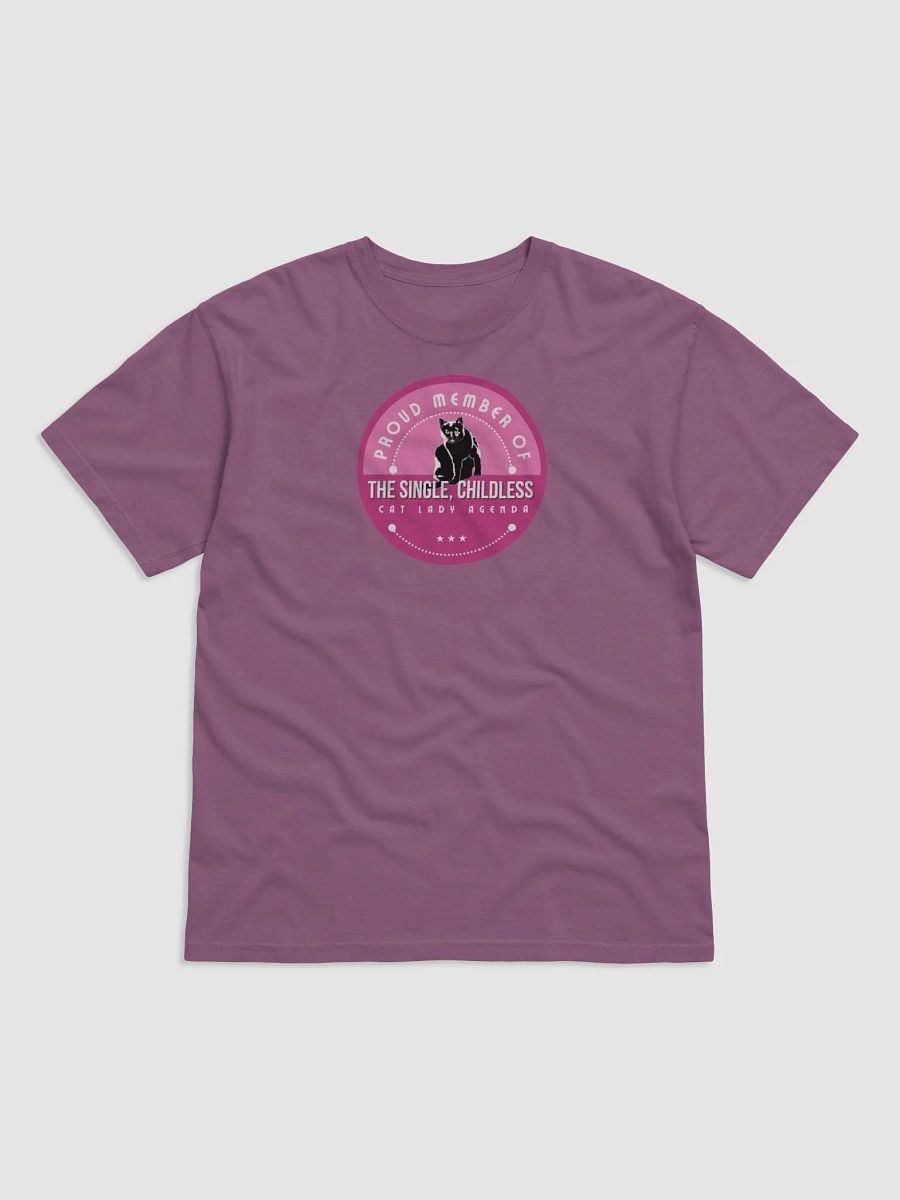 The Single, Childless, Cat Lady Agenda pink logo: T-Shirt product image (1)