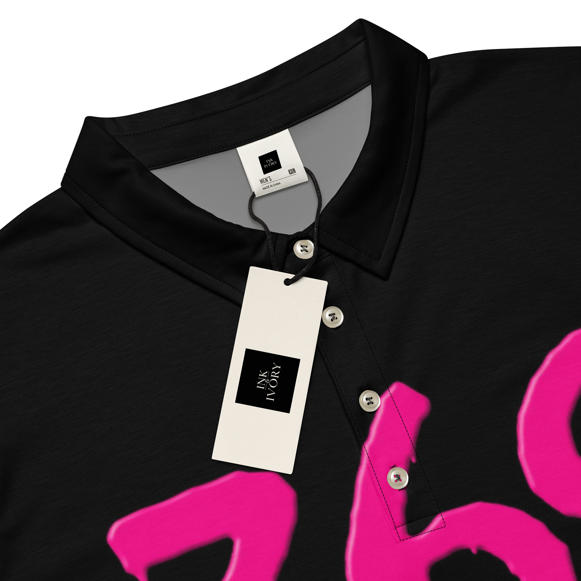 369 Hot Pink and Black Short Sleeve Polo Shirt product image (5)