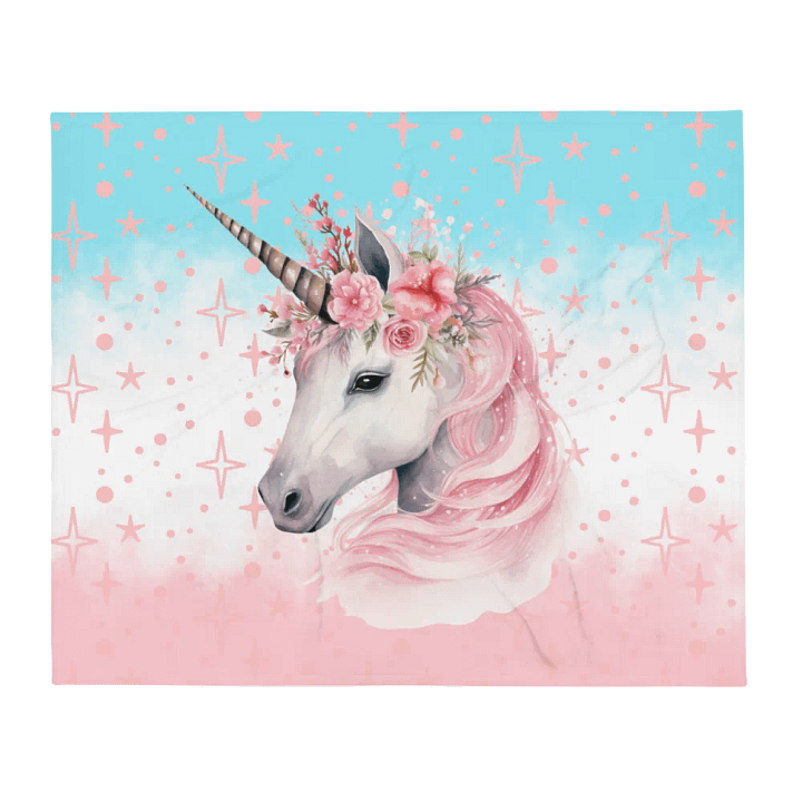 Enchanted Pink Floral Unicorn Throw Blanket product image (2)