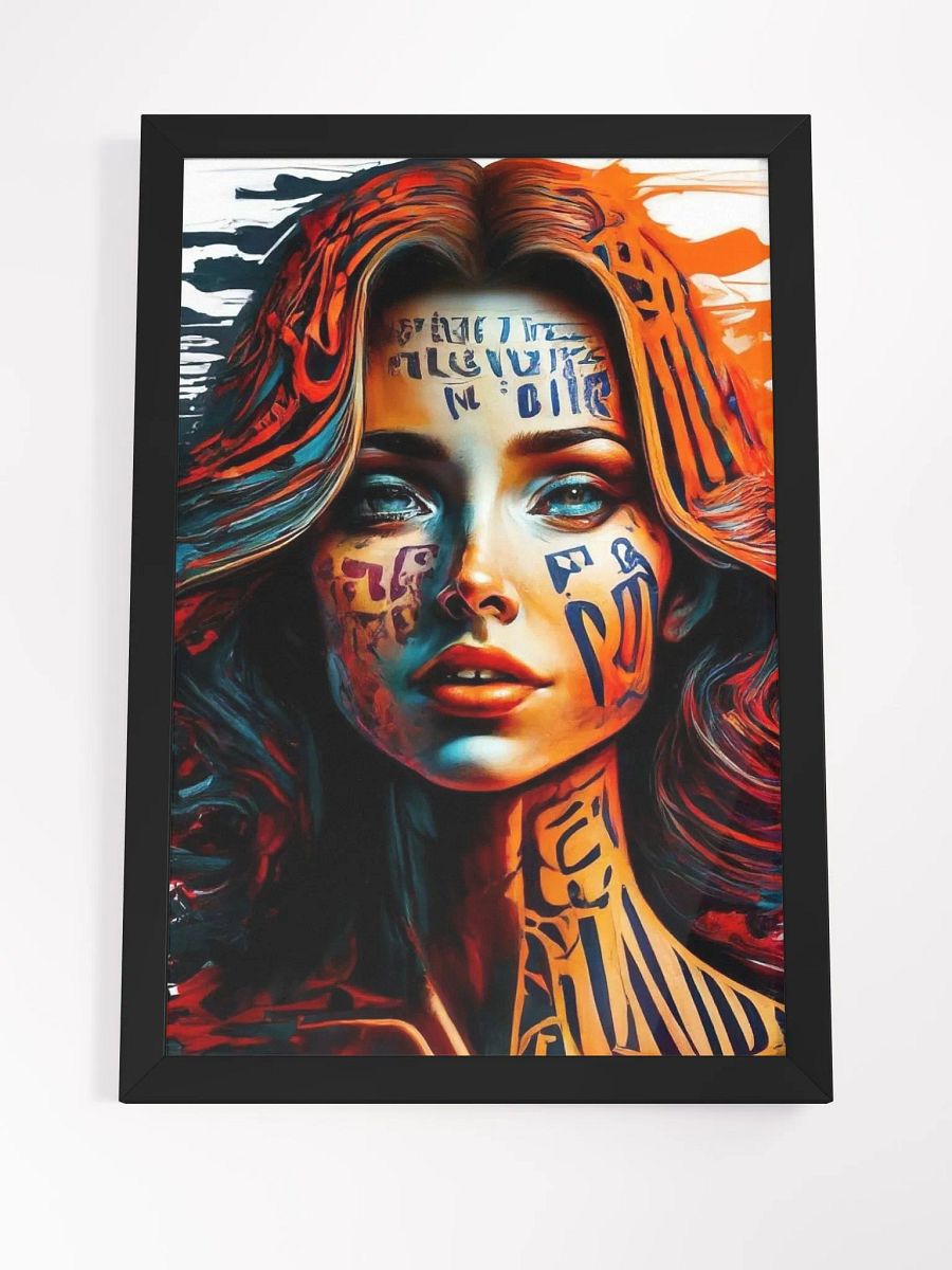 Stunning Digital Painting of a Tattooed Woman with Colorful Abstract Background product image (7)