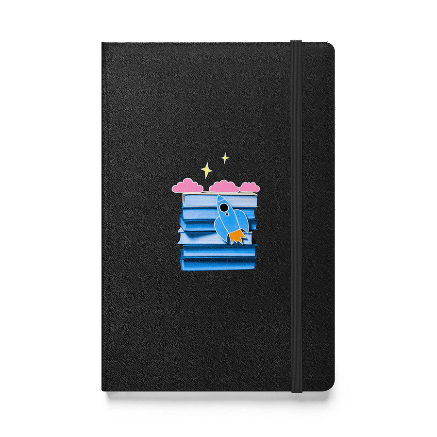 Library Books and Spaceship Black Hardcover Bound Notebook | JournalBook® product image (1)