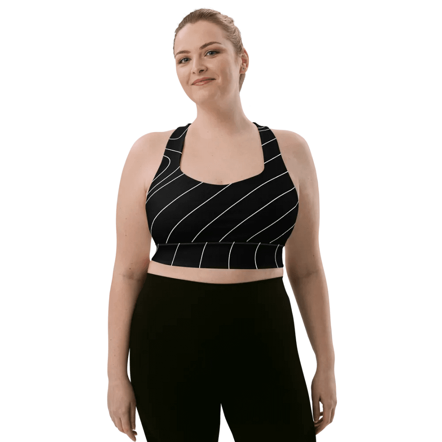 B/W Waves All-Over Print Sports Bra product image (12)