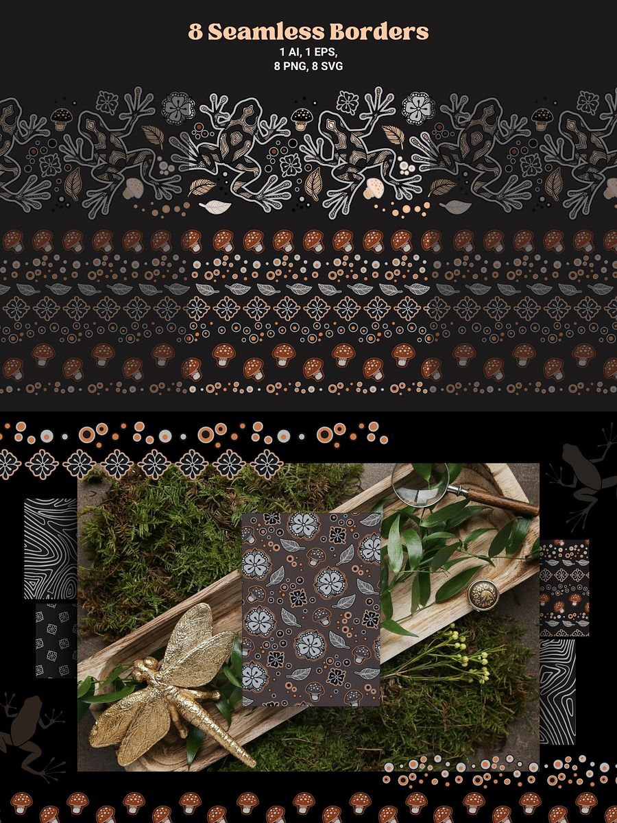 Line Art Frogs Patterns, Borders product image (3)