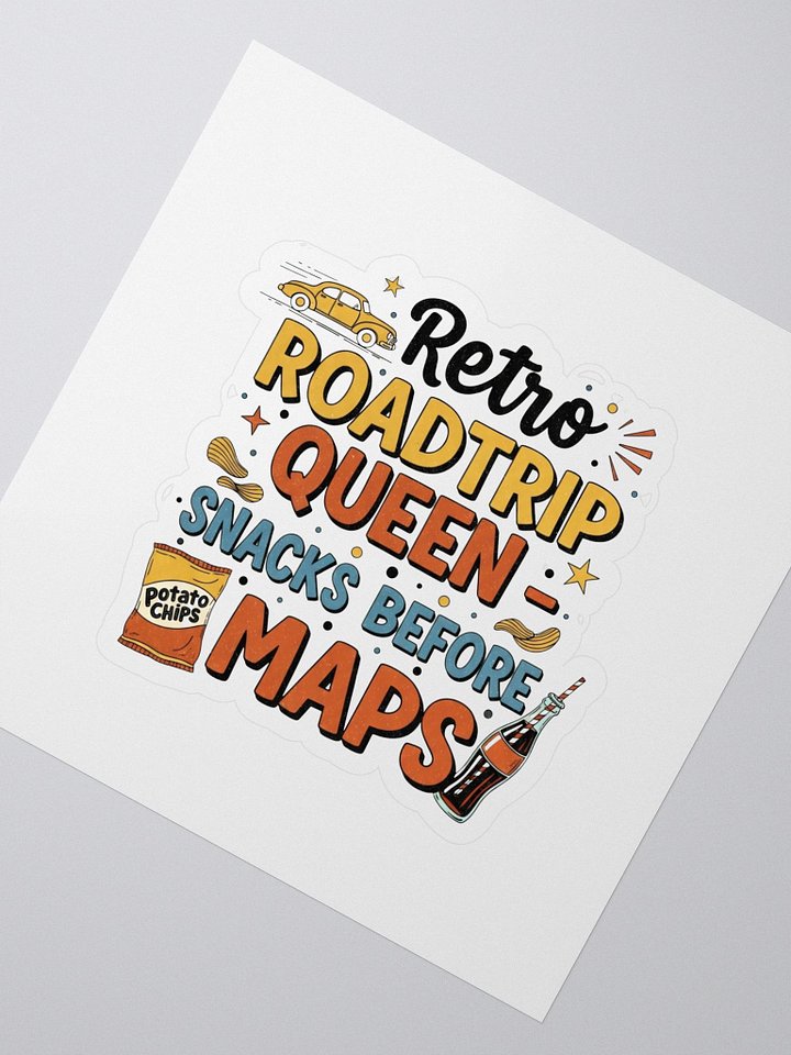 Retro Roadtrip Queen Sticker - Snacks Before Maps Vintage Traveller Decal product image (2)