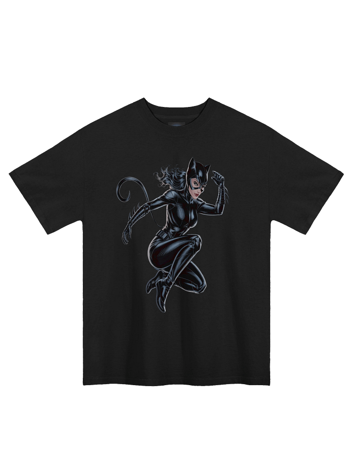 Shadow Pounce: Catwoman's Lethal Leap Oversized Faded T-Shirt product image (1)