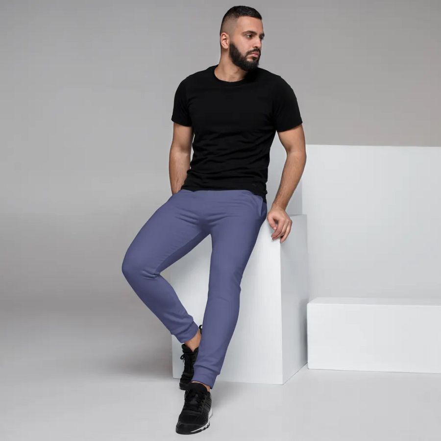 Plain Dark Purple Soft Summer Recycled Polyester Premium Men's Joggers by Treasure Pie product image (7)