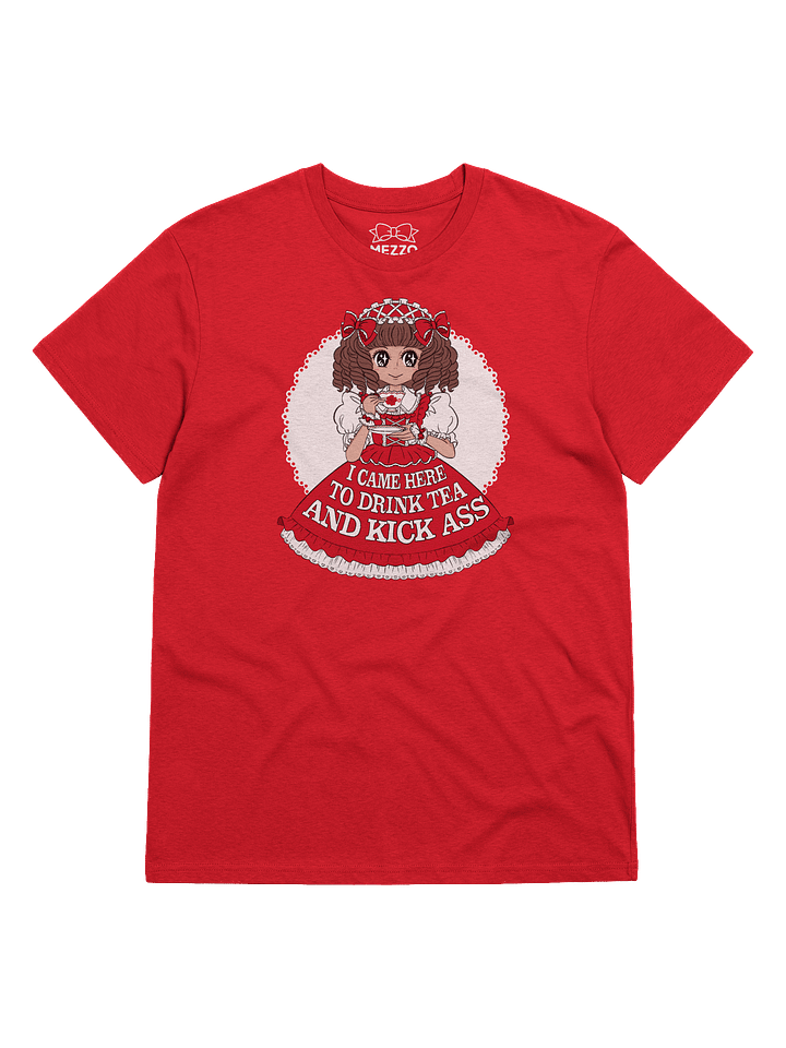 𝑬𝑼⧸𝑼𝑲 I Came Here to Drink Tea & Kick Ass (Oldschool, Red) organic cotton t-shirt product image (1)