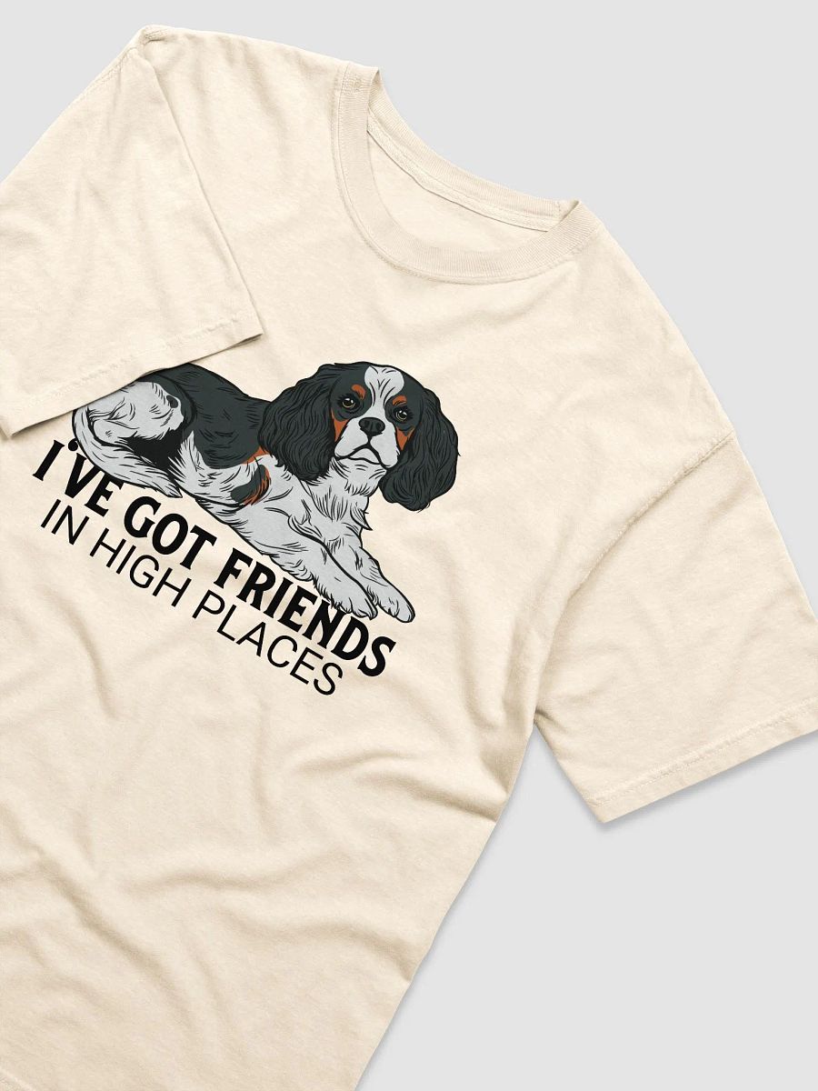 I've Got Friends in High Places T-Shirt of a Cavalier King Charles Spaniel (Tricolor) | Funny T-Shirt for Spaniel Paw-rents product image (30)