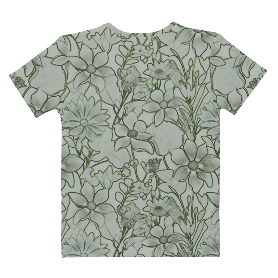 Line artLight Green and Dark green Floral/All-Over Print Women's Crew Neck T-Shirt by Sublicolor product image (6)