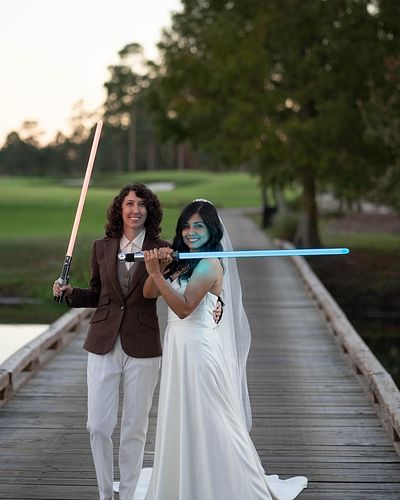 We always knew our wedding day had to have Star Wars included so what better way to incorporate it than bringing our @nsabers...