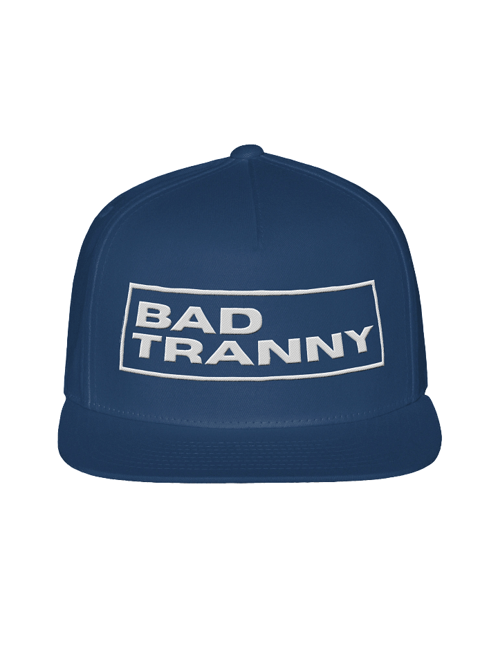 [Buck Angel Shop] Bad Tranny - Embroidered Snapback Hat - white lettering product image (1)