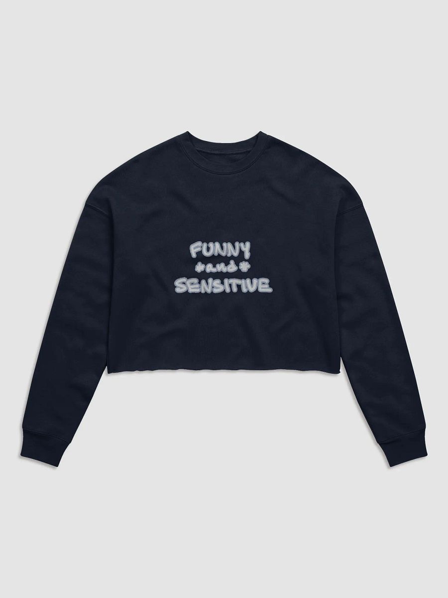 FUNNY *and* SENSITIVE (lined design, #A5B6D1) women’s fleece crop sweatshirt product image (11)