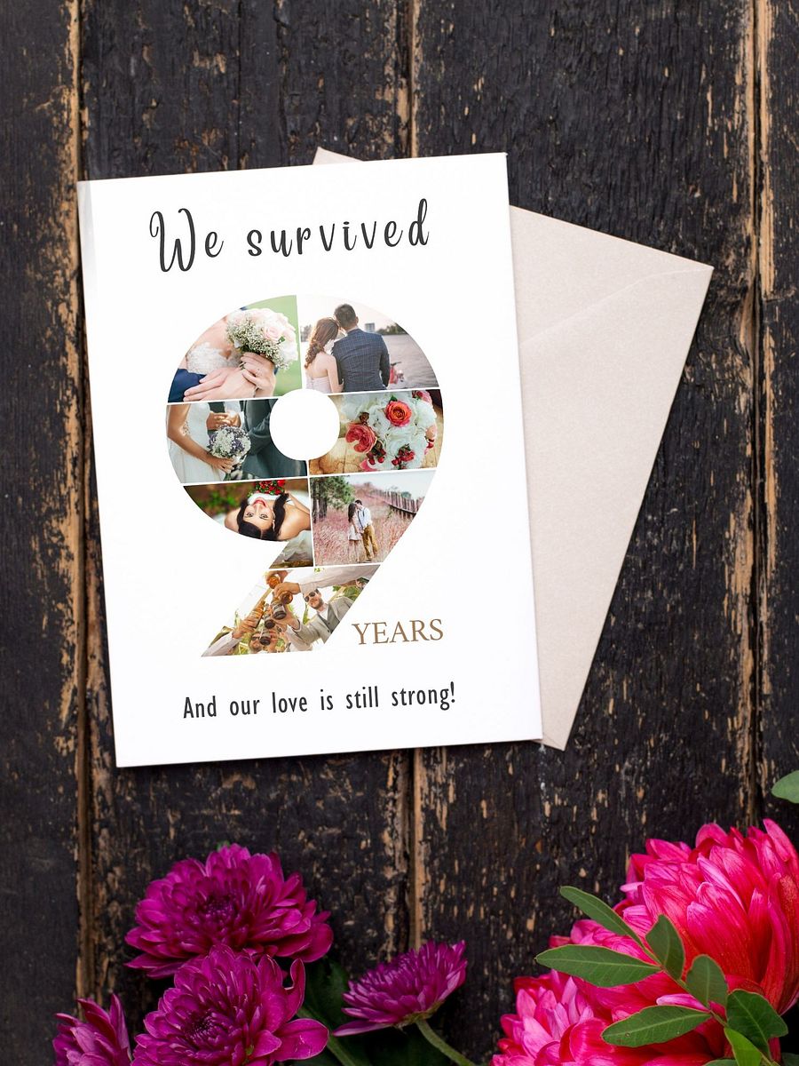 9 Year Anniversary Photo Card Editable Canva Template product image (3)