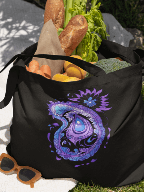 Indigo Paisley Flower - Eco-conscious Organic Cotton Tote product image (2)