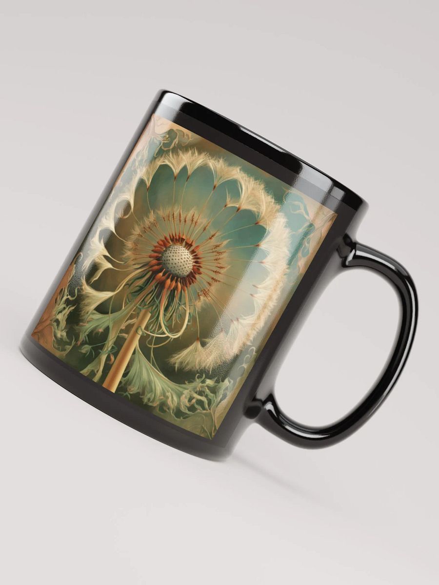 Art Nouveau Dandelion's Golden Seed Head Black Glossy Mug product image (4)