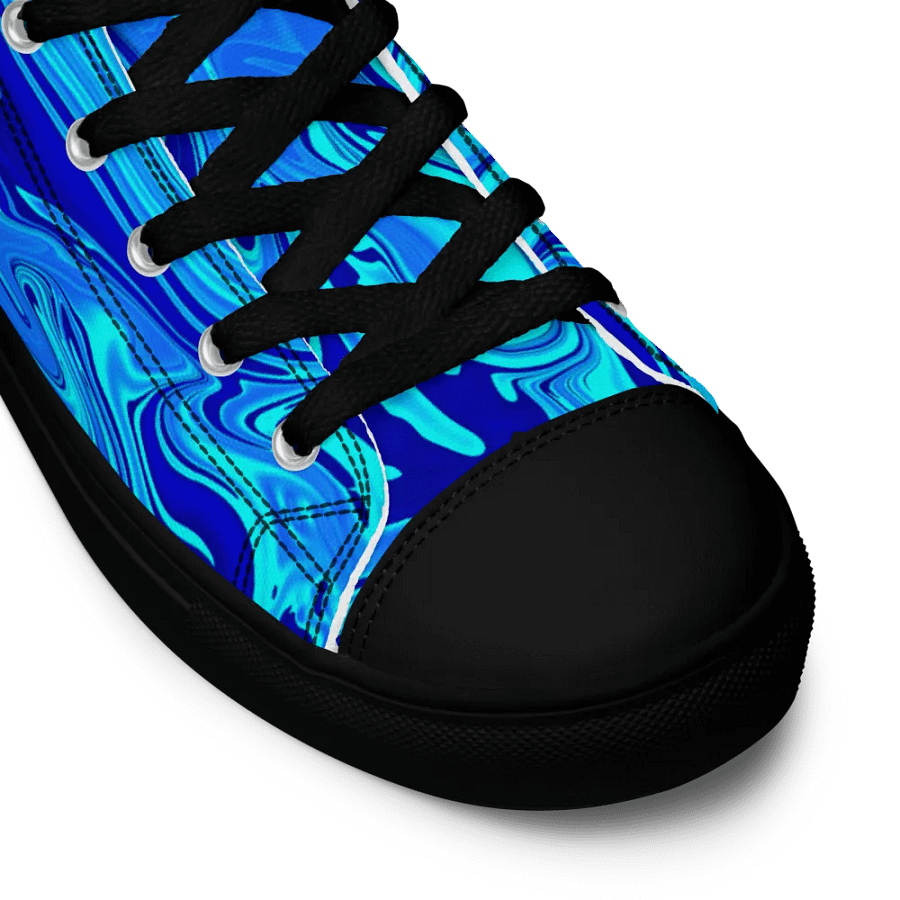 Men's High Top Canvas Shoes - Light and Dark Blue Digital Fluid Art product image (3)