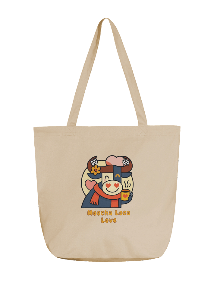 Moocha Loca Love Tote Bag – Cozy Bull with Heart Bag - by M-Art & Design product image (1)