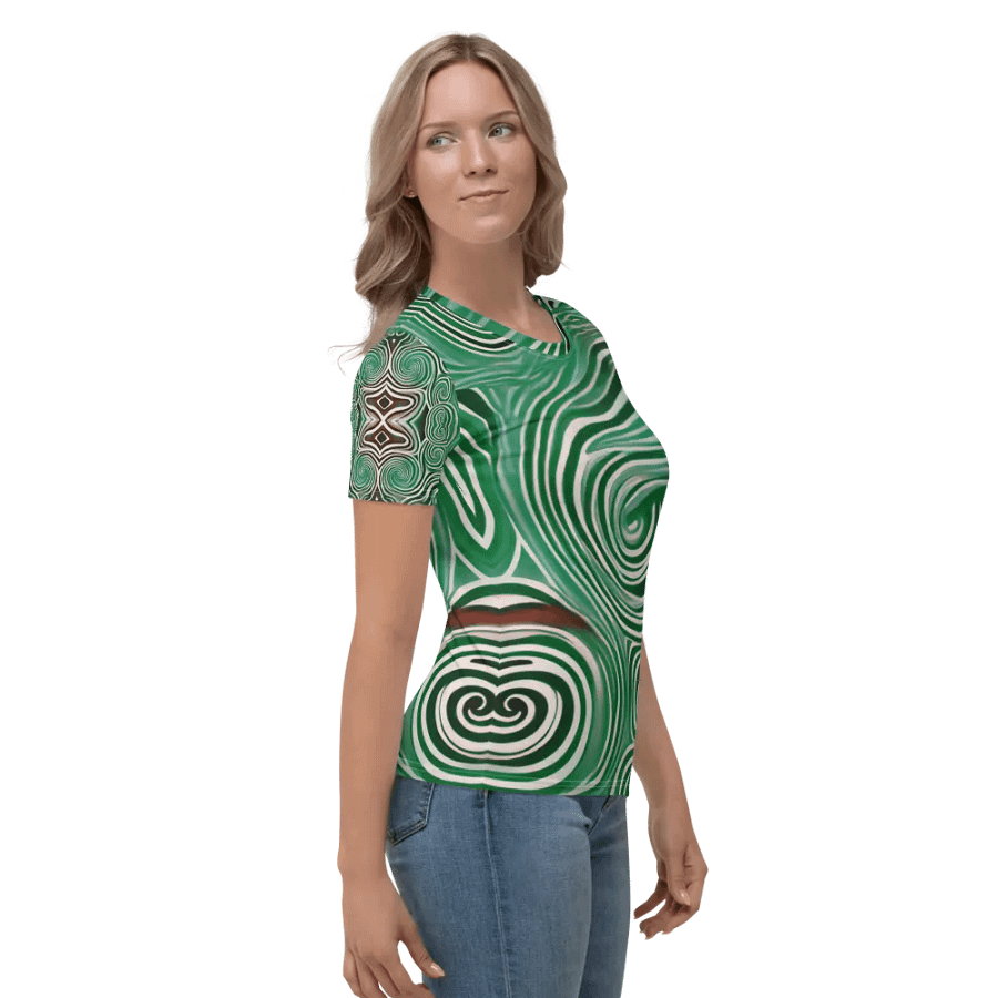 Funky Cool Green Liquid Tie-Dye Women's Crewneck T-shirt product image (4)