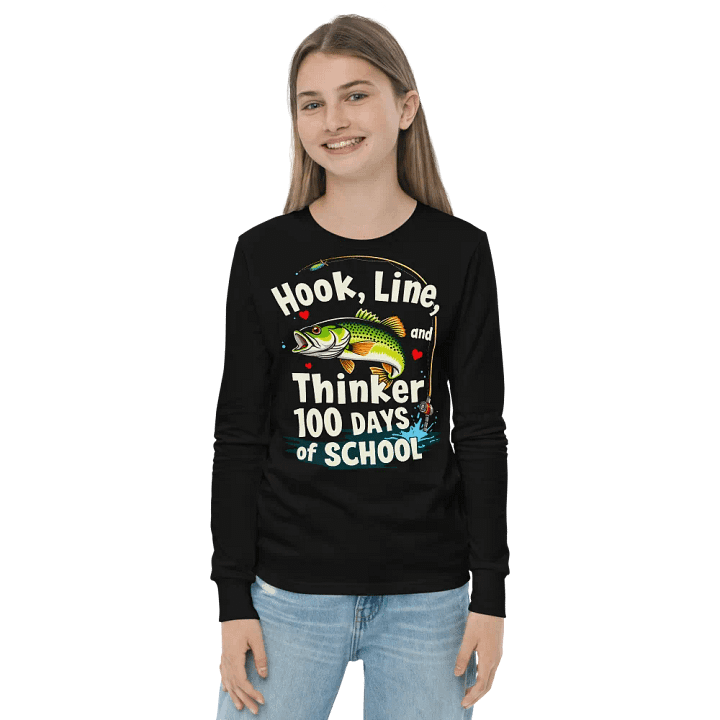 100 Days of School Kids Fishing Long Sleeve Tee product image (4)