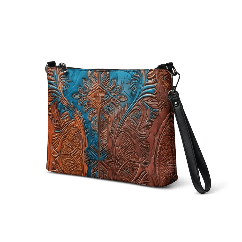 Burnt Orange, Sienna & Teal Mandala Inspired Painted Crossbody Bag product image (7)