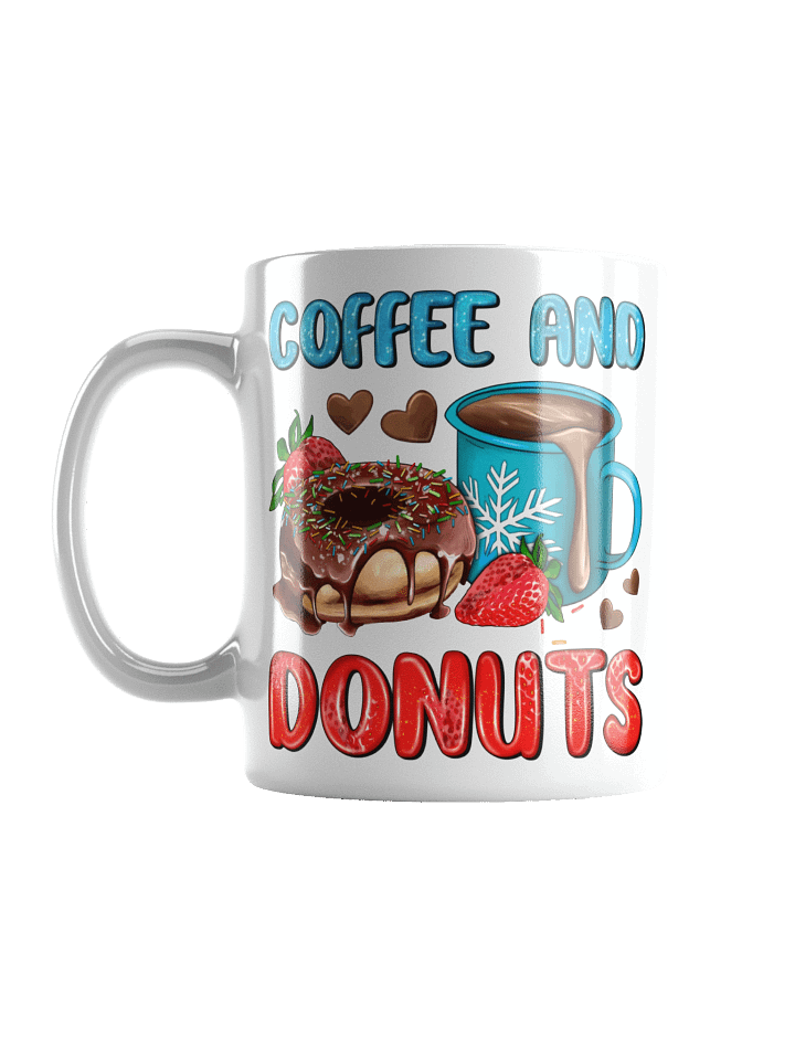 White Glossy Mug Coffee And Donuts Graphics product image (1)
