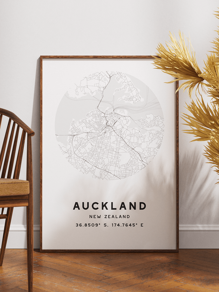Auckland Street Map Poster – White Minimalist Circular City Art product image (1)