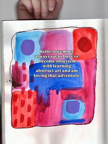 mostly abstract art experiments in various sketchbooks, but also poetry, cat life, and bad tea puns. at least november is hal...