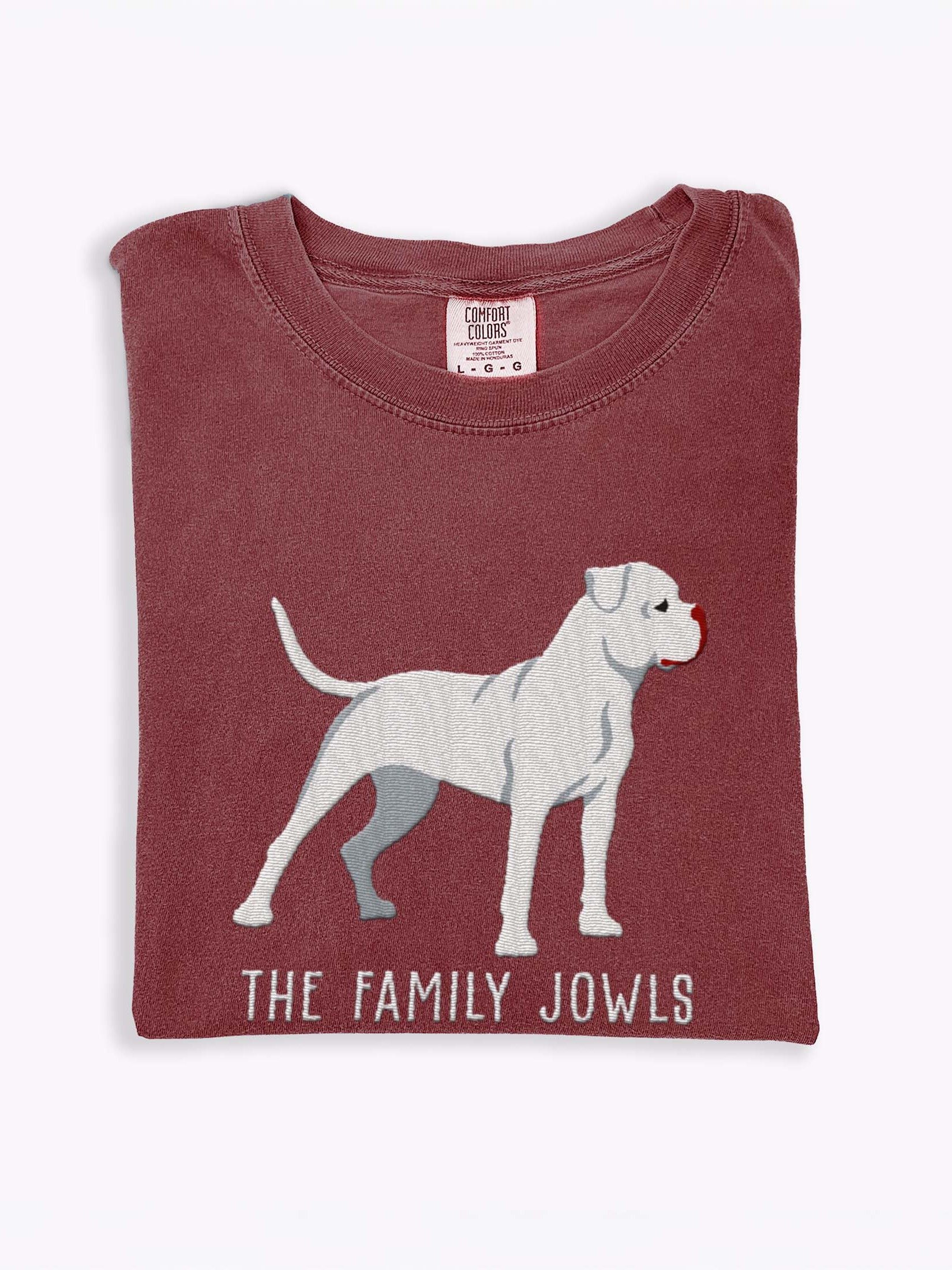 The Family Jowls T-Shirt(Embroidered) of an American Bulldog(White) product image (1)