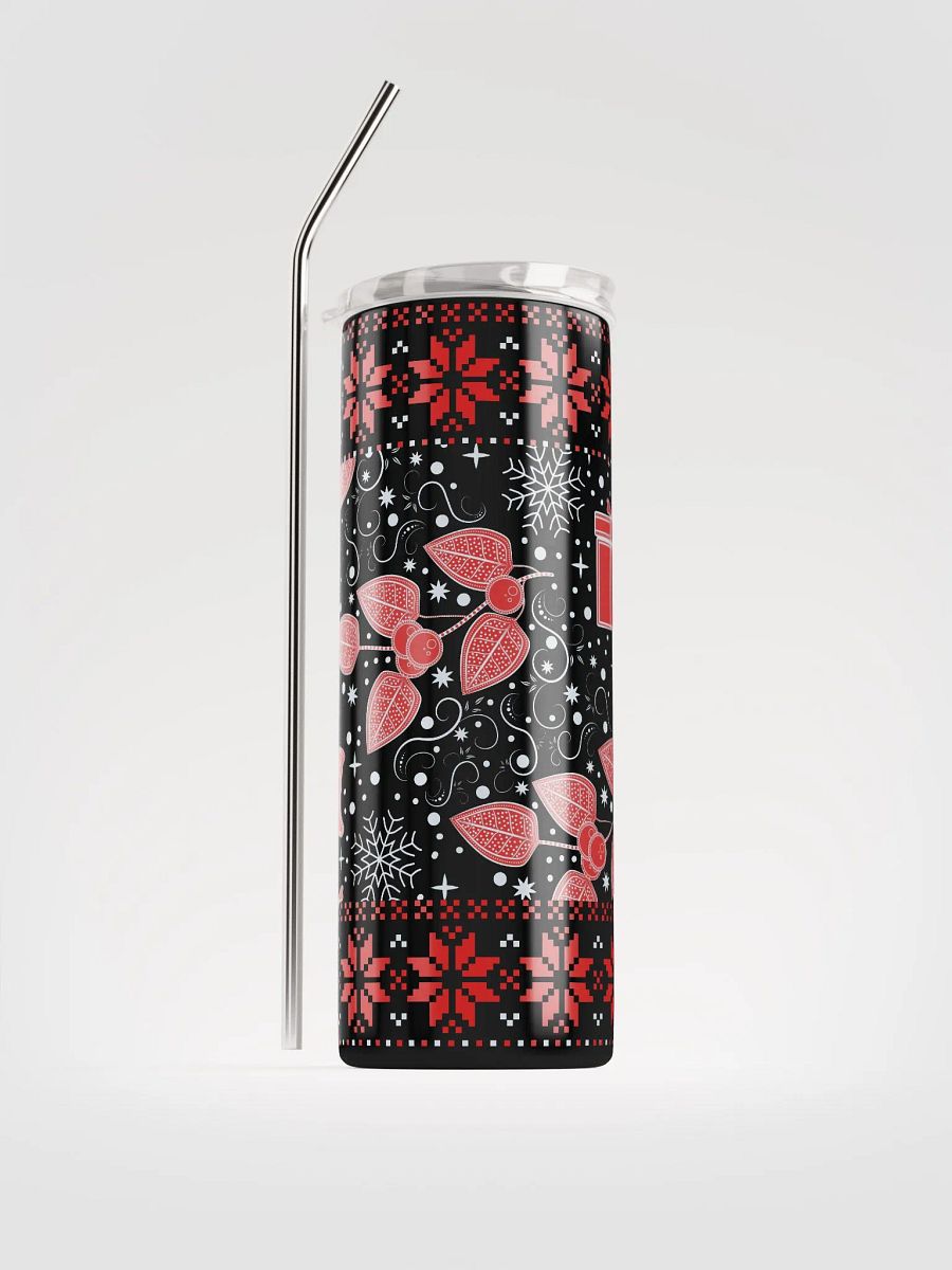 Festive Holiday Floral Tumbler with Snowflake Design