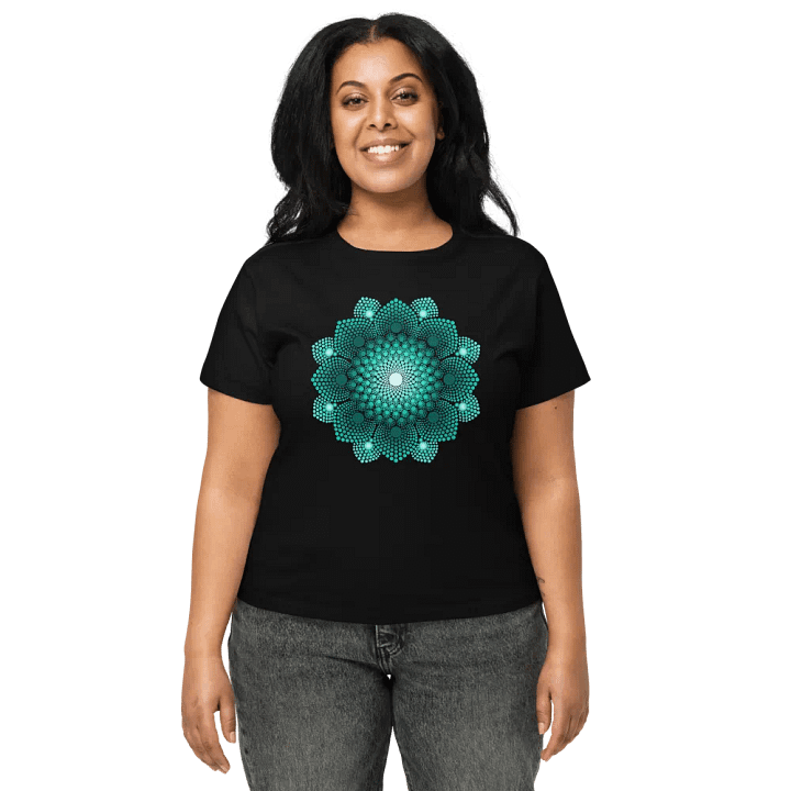 Turquoise Dot Mandala Women's High-Waisted T-Shirt product image (1)