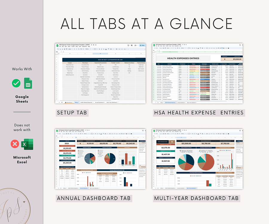 HSA Health Expenses Tracker & Annual Dashboard Spreadsheet product image (9)