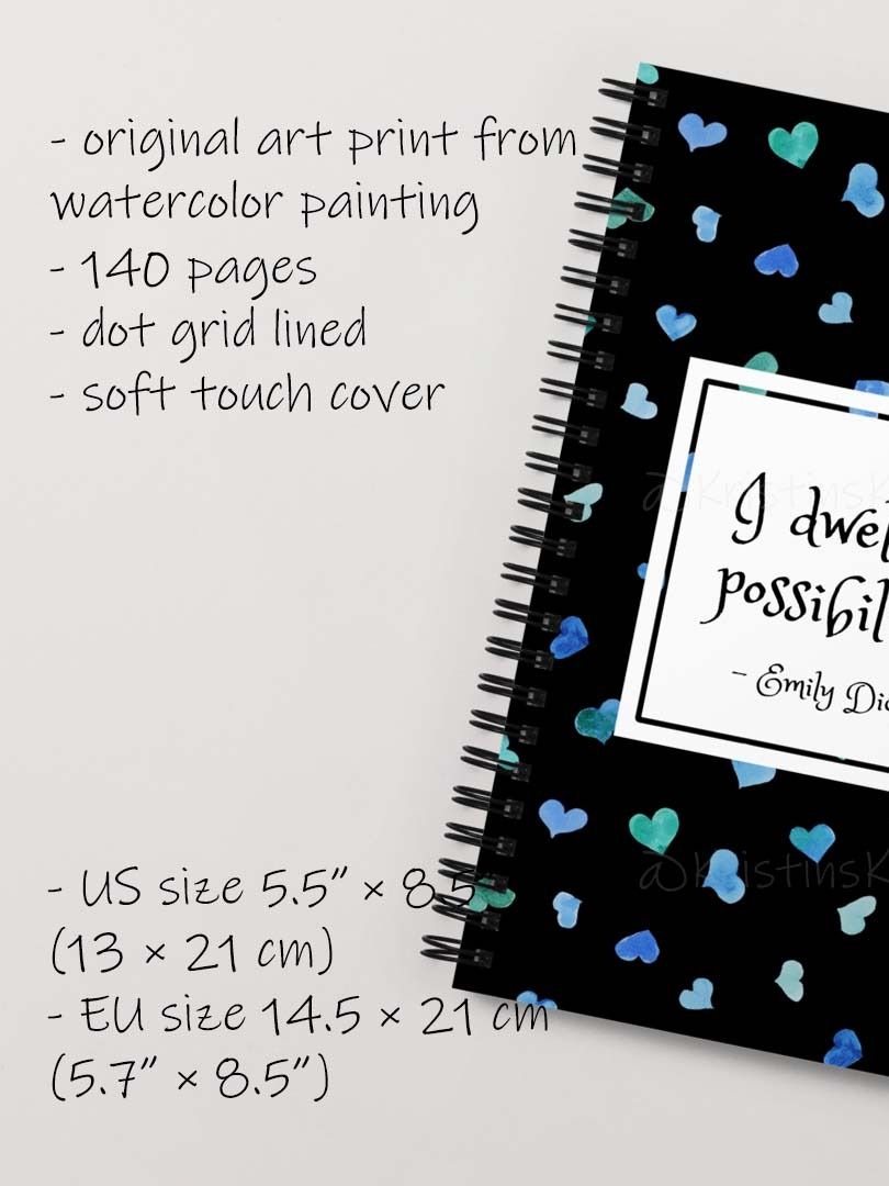 I Dwell in Possibility Quote on Hearts Notebook product image (4)