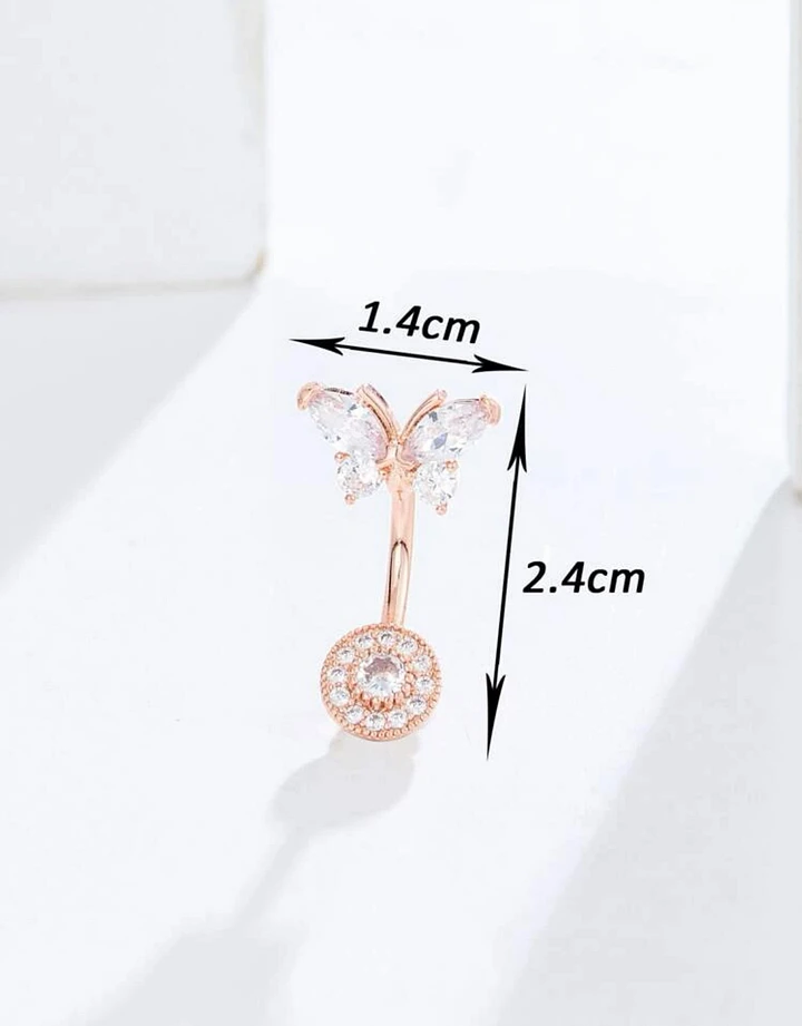 DECOR ROSE GOLD BUTTERFLY RHINESTONE BELLY PIERCING product image (2)