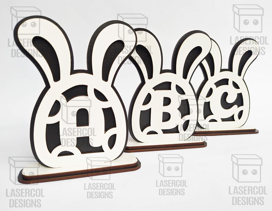 Easter Bunny Monogram Set 4 (3 Sizes) - Laser Cut Files product image (8)