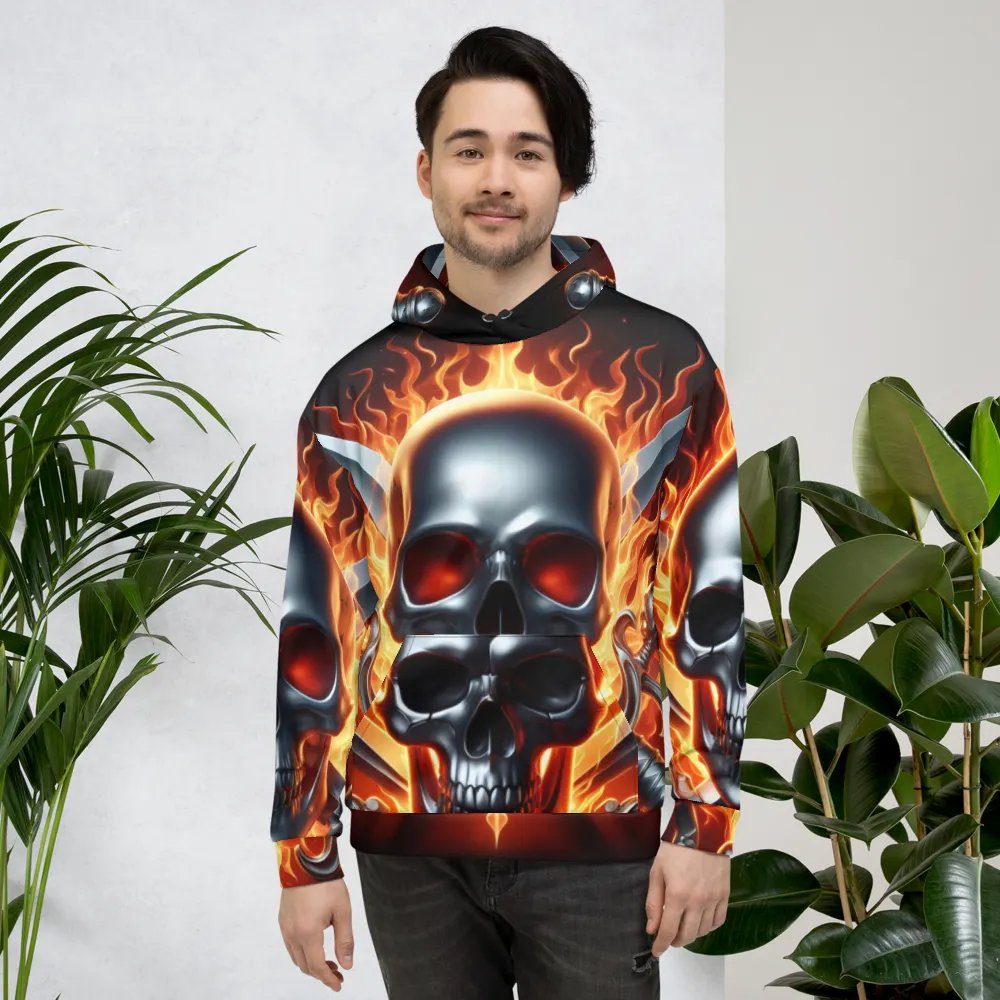 Fiery Skull Swords - Unisex Skull Hoodie #24 product image (4)