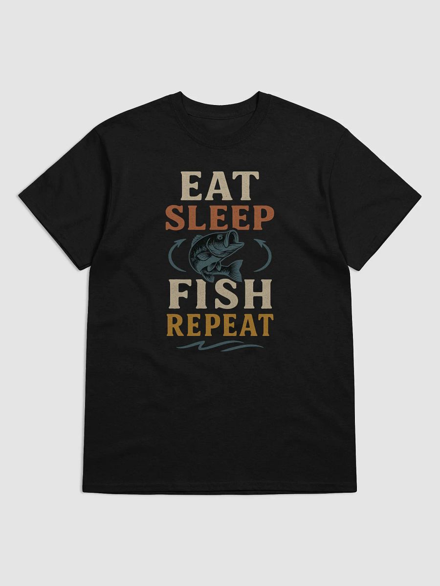 Eat Sleep Fish Repeat T-Shirt – Funny Retro Bass Fishing Graphic Tee product image (1)