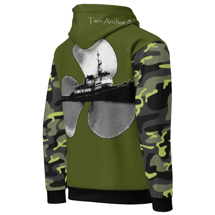 Camouflage & Green Three blade prop & Jack tug Hoodie product image (8)