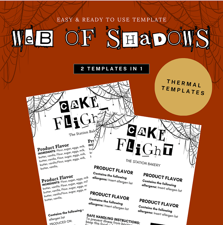 Web of Shadows Cake Flight Thermal Label Template product image (1)