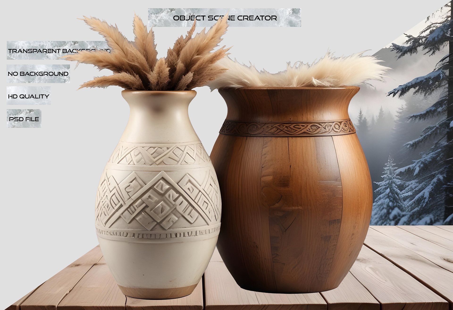 Scandinavian Nest – Nordic Cozy Vases Set PNG product image (2)
