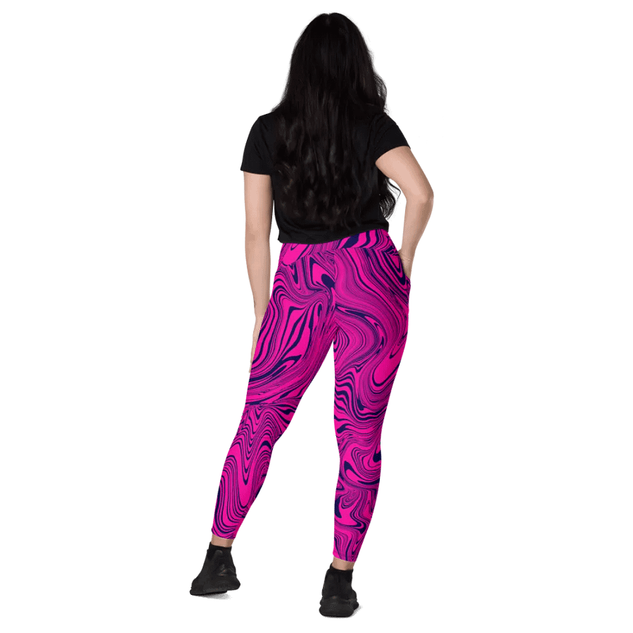 Leggings with Pockets - Abstract Magenta Pink Swirls product image (11)