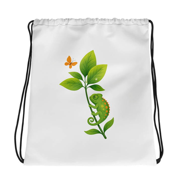Whimsical Chameleon & Butterfly Drawstring Bag product image (1)