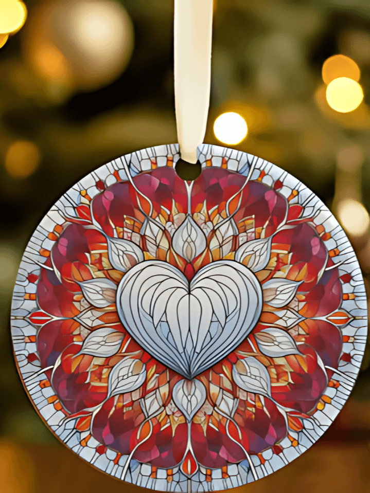 White Glass Heart Valentine Ornament Sublimation Design – high-quality 300 DPI PNG digital download product image (1)
