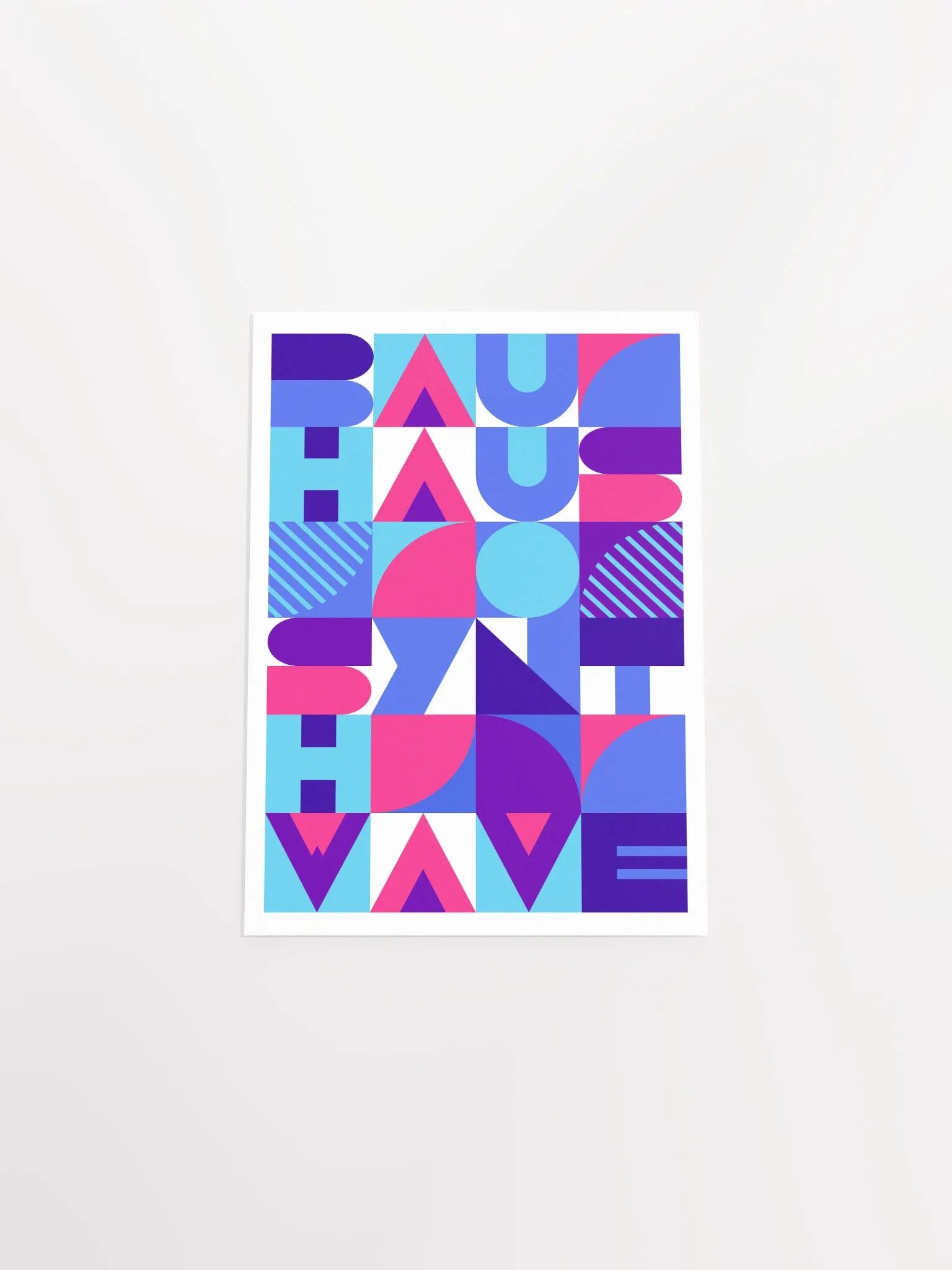Bauhaus Synthwave #3 poster (pink-blue) — abstract poster, retrowave print, vaporwave geometric art, 1980s print, 1930s wall decor product image (9)