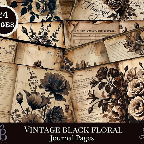 New in the shop. Vintage Black Floral journal pages. https://lavenderblujournals.etsy.com/listing/4348952247
#junkjournalaust...