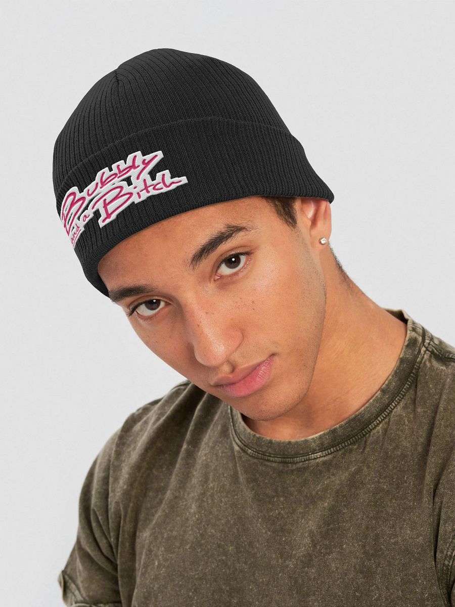 Bubbly and a B*tch (pink bubble design) embroidered organic beanie product image (14)