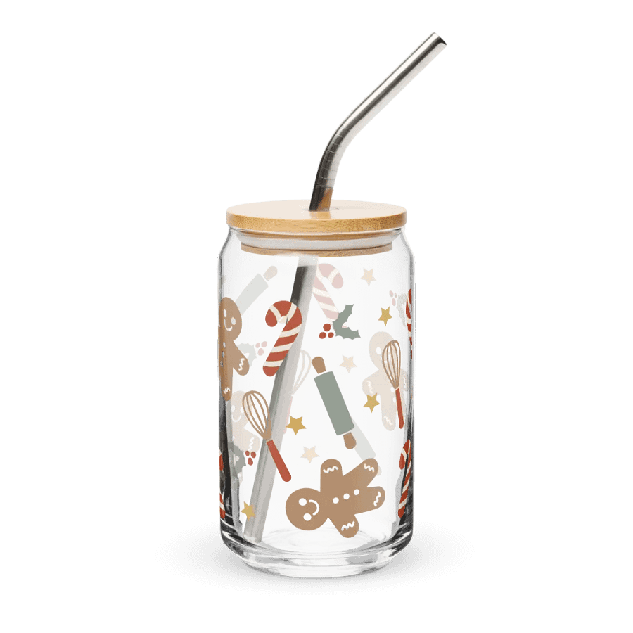 Gingerbread Man Baking Can-Shaped Glass (16oz) product image (4)