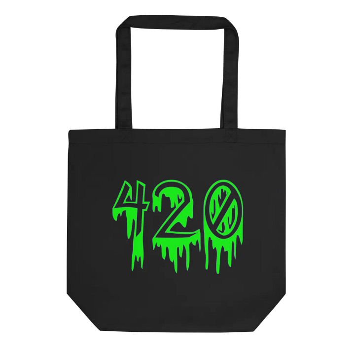 Green 420 Twisted Tote Bag, Creepy Dripping Stoner Accessory product image (1)